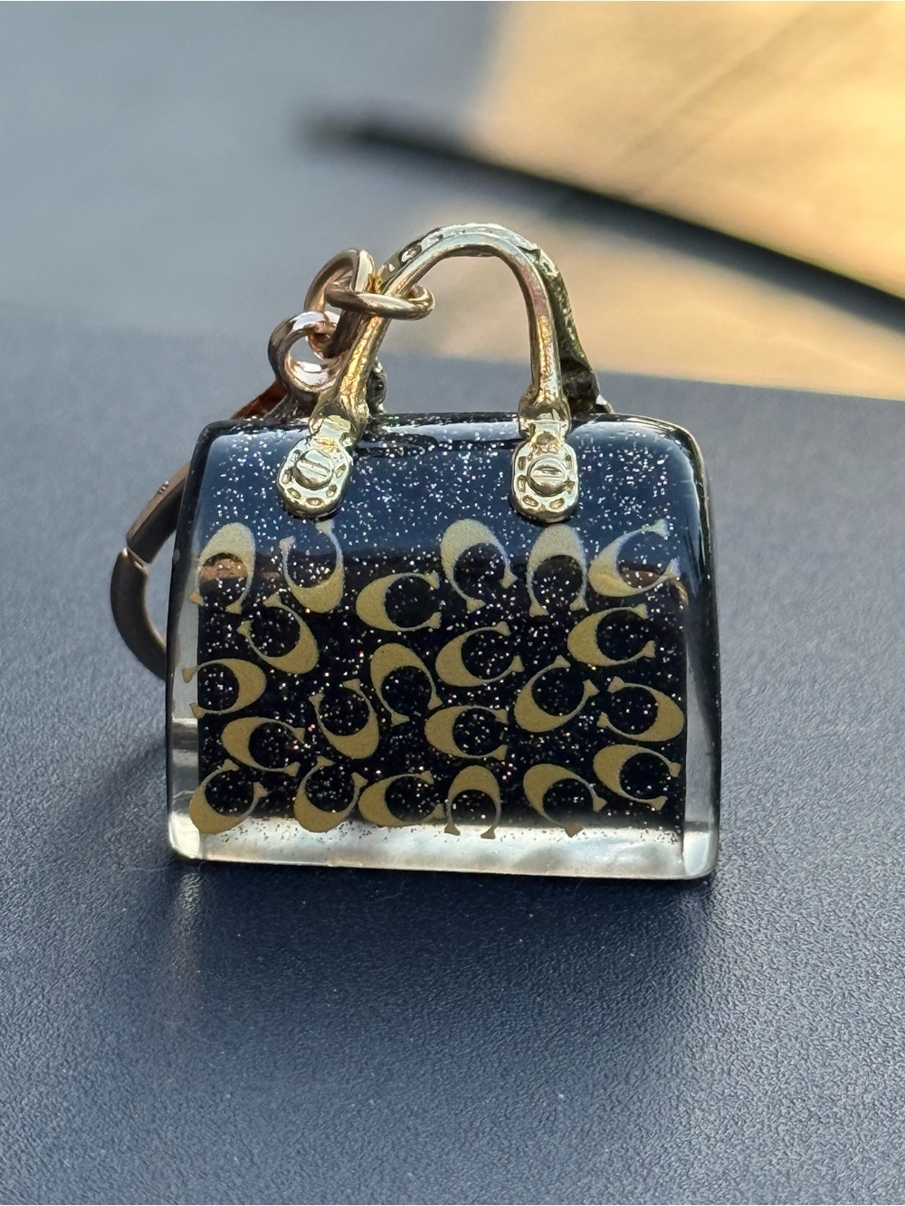 Coach Black & Gold Mini Satchel Bag Charm